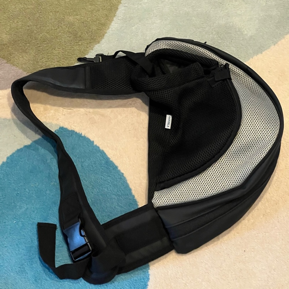 Katziela® Expandable Mesh Sling Bag Front Shoulder Pet Carrier Black 10 lbs Max